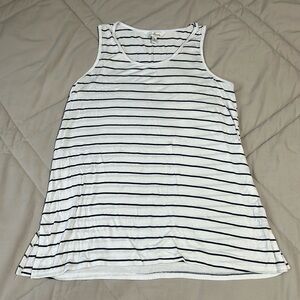 Charming Charlie White and Navy Striped Tank Top